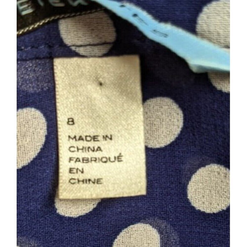Anthropologie LEIFNOTES "Times Two" Polka Dot Floral Tie Front Blouse Size 8 - Picture 8 of 10